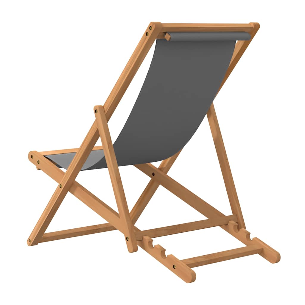 Beach Chair Solid Teak Wood Grey without armrest