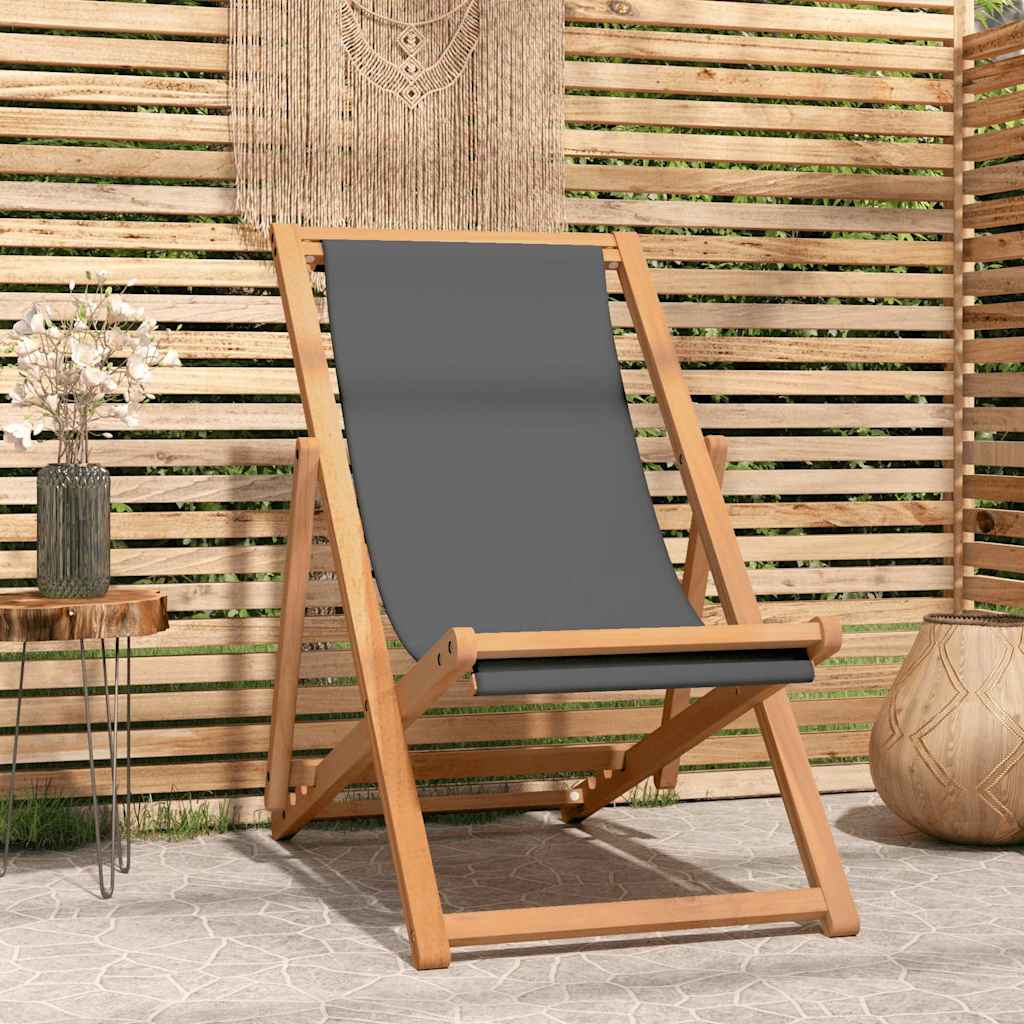 Beach Chair Solid Teak Wood Grey without armrest