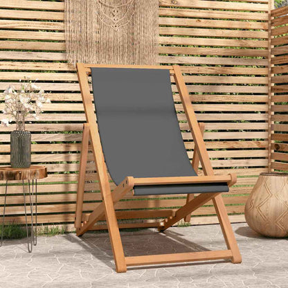 Beach Chair Solid Teak Wood Grey without armrest