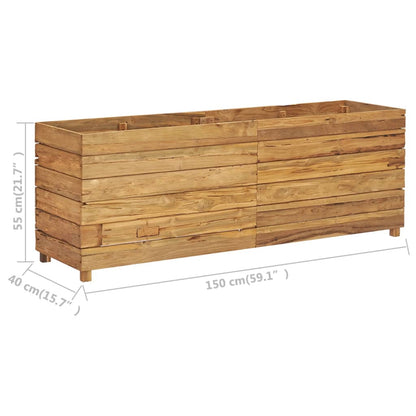 vidaXL Raised Bed 150x40x55 cm Solid Wood Teak and Steel