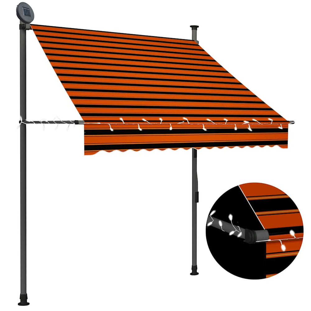 vidaXL Manual Retractable Awning with LED Orange and Brown