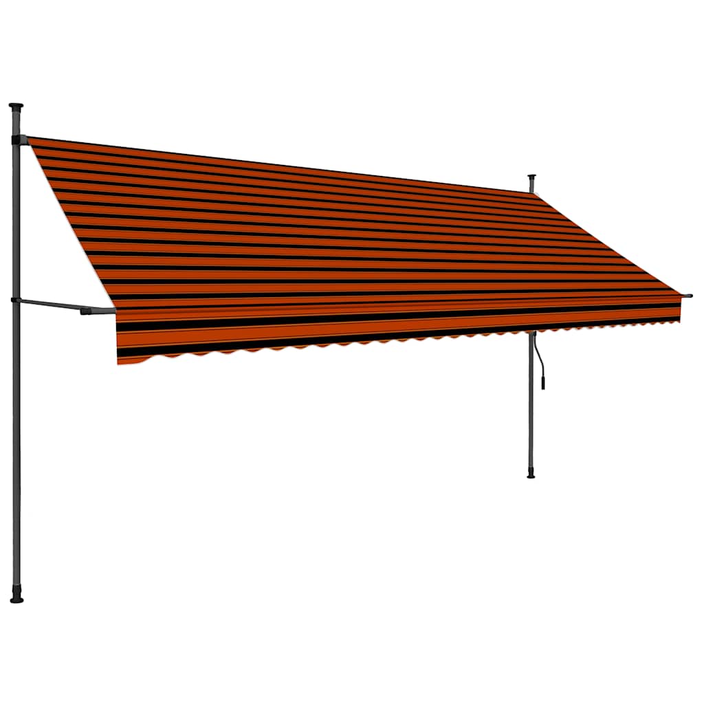 Manual Retractable Awning with LED Orange and Brown 350 cm
