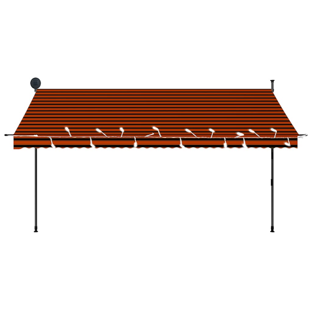 Manual Retractable Awning with LED Orange and Brown 350 cm