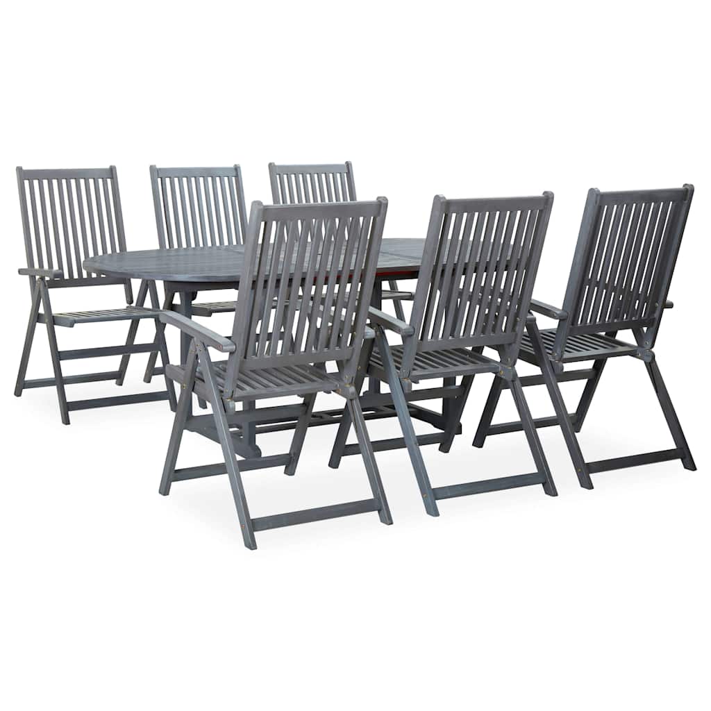 5 Piece Garden Dining Set Solid Wood Acacia 6 Oval