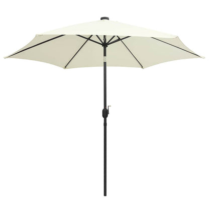 Garden Parasol with LED Lights&Aluminium Pole 300 cm White
