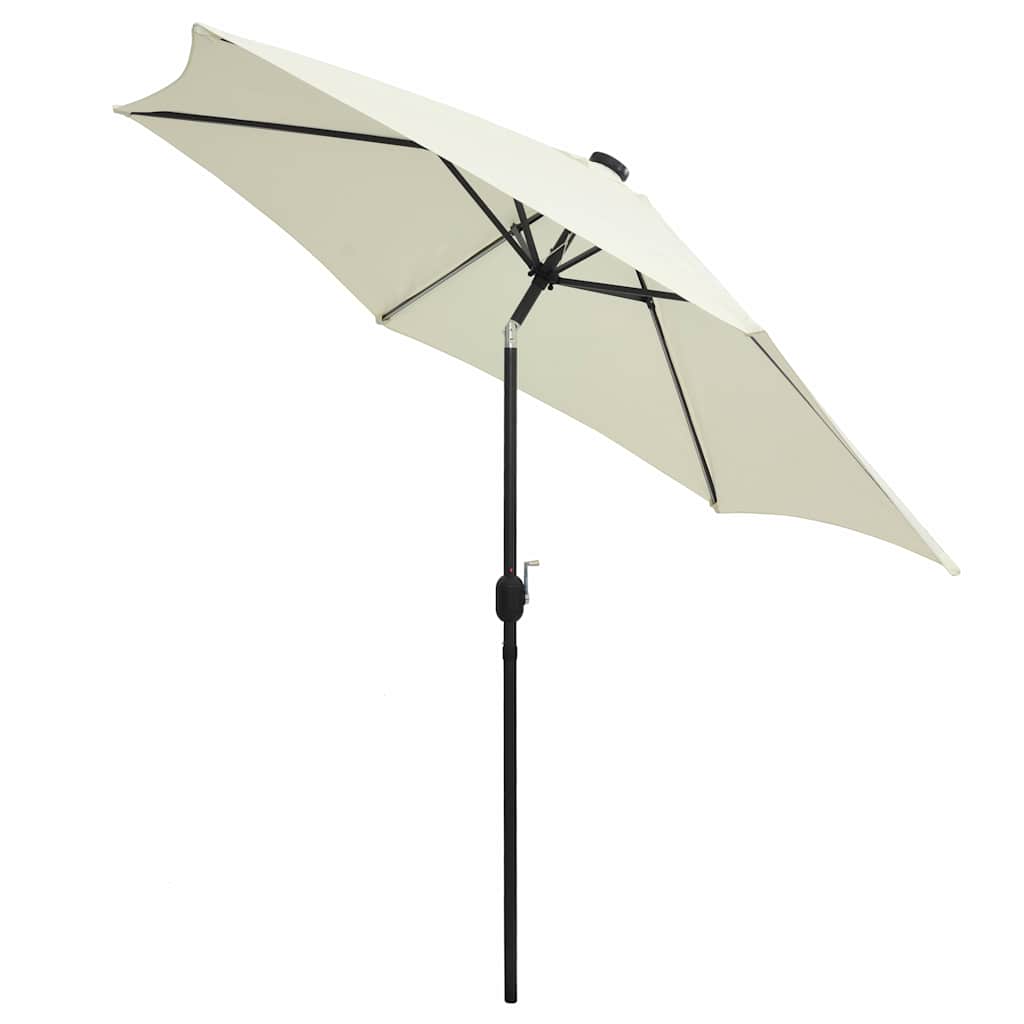 Garden Parasol with LED Lights&Aluminium Pole 300 cm White