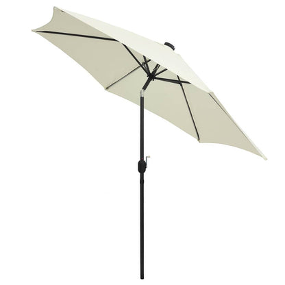 Garden Parasol with LED Lights&Aluminium Pole 300 cm White