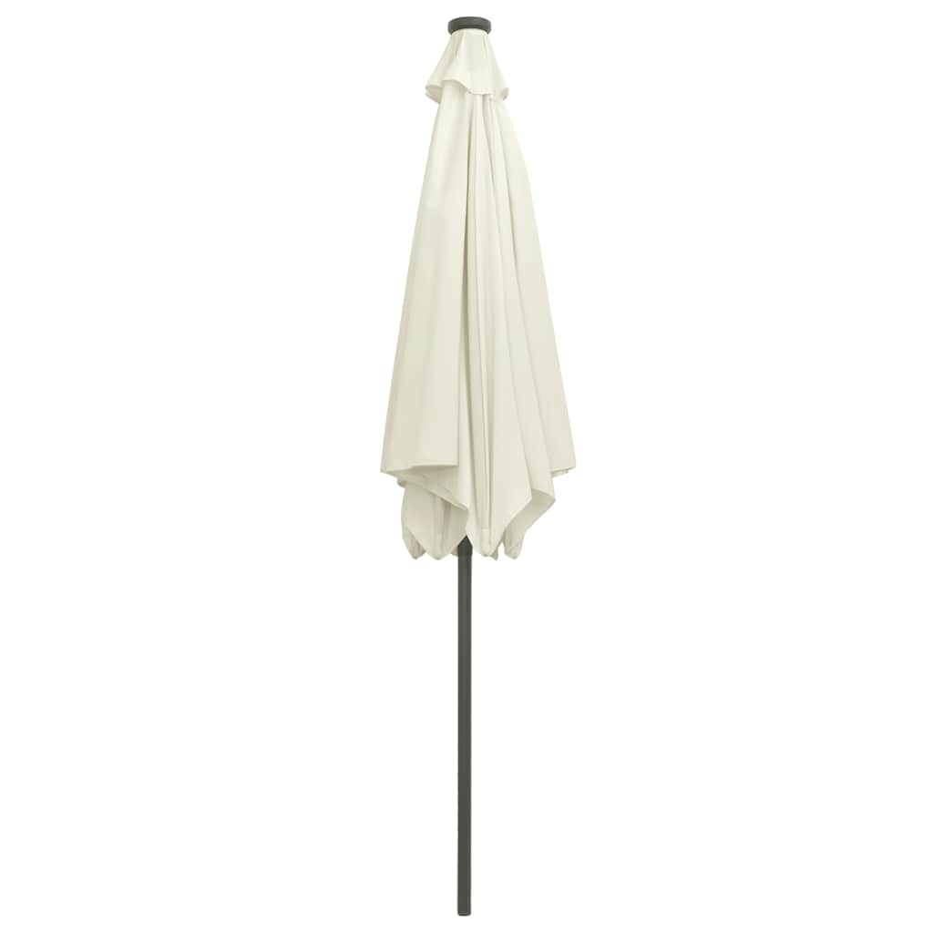 Garden Parasol with LED Lights&Aluminium Pole 300 cm White
