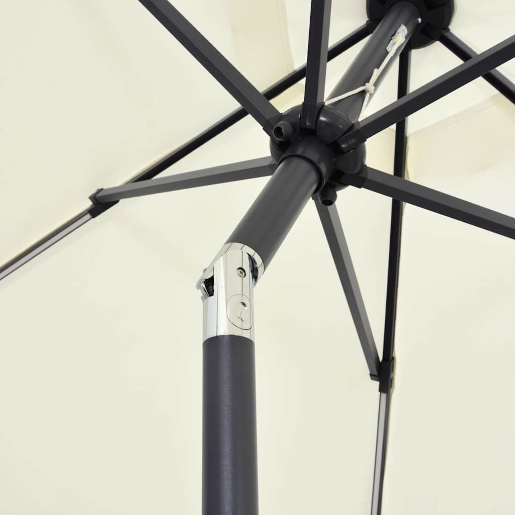 Garden Parasol with LED Lights&Aluminium Pole 300 cm White