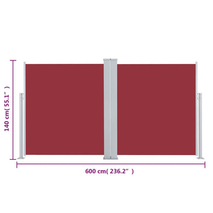 vidaXL Retractable Side Awning Red 140x600 cm