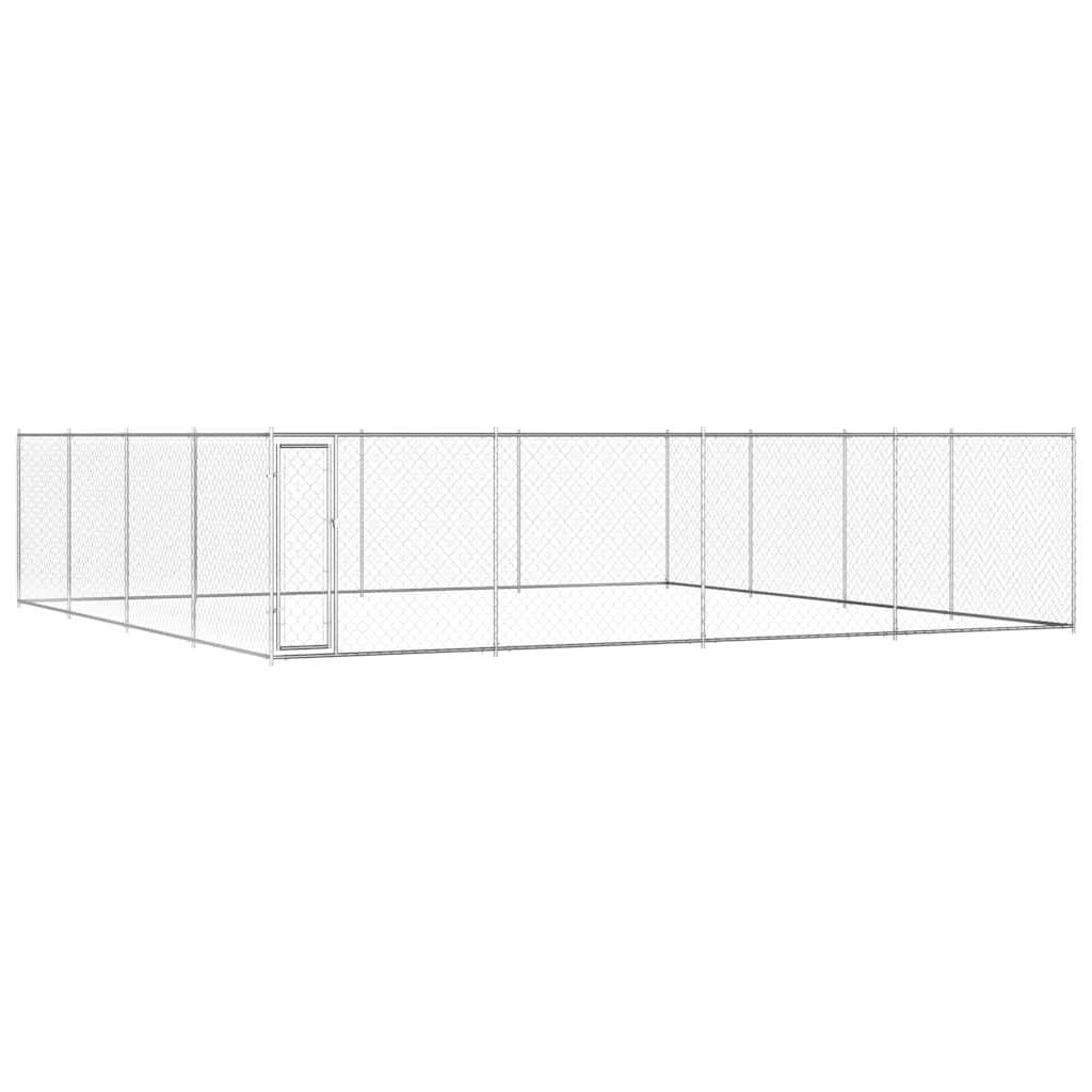 145037 vidaXL Outdoor Dog Kennel Galvanised Steel 760x760x185 cm 1
