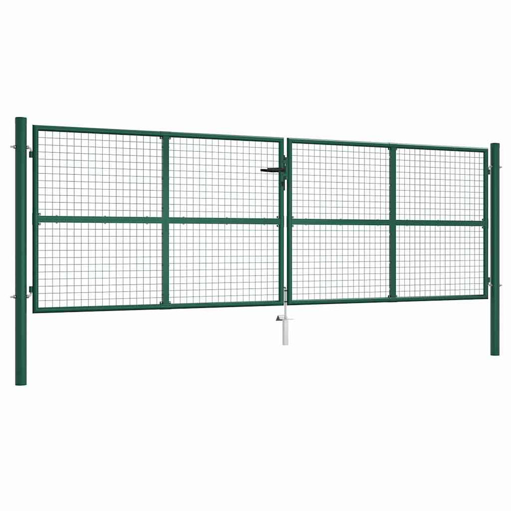 vidaXL Mesh Garden Gate Steel 400x125 cm Green