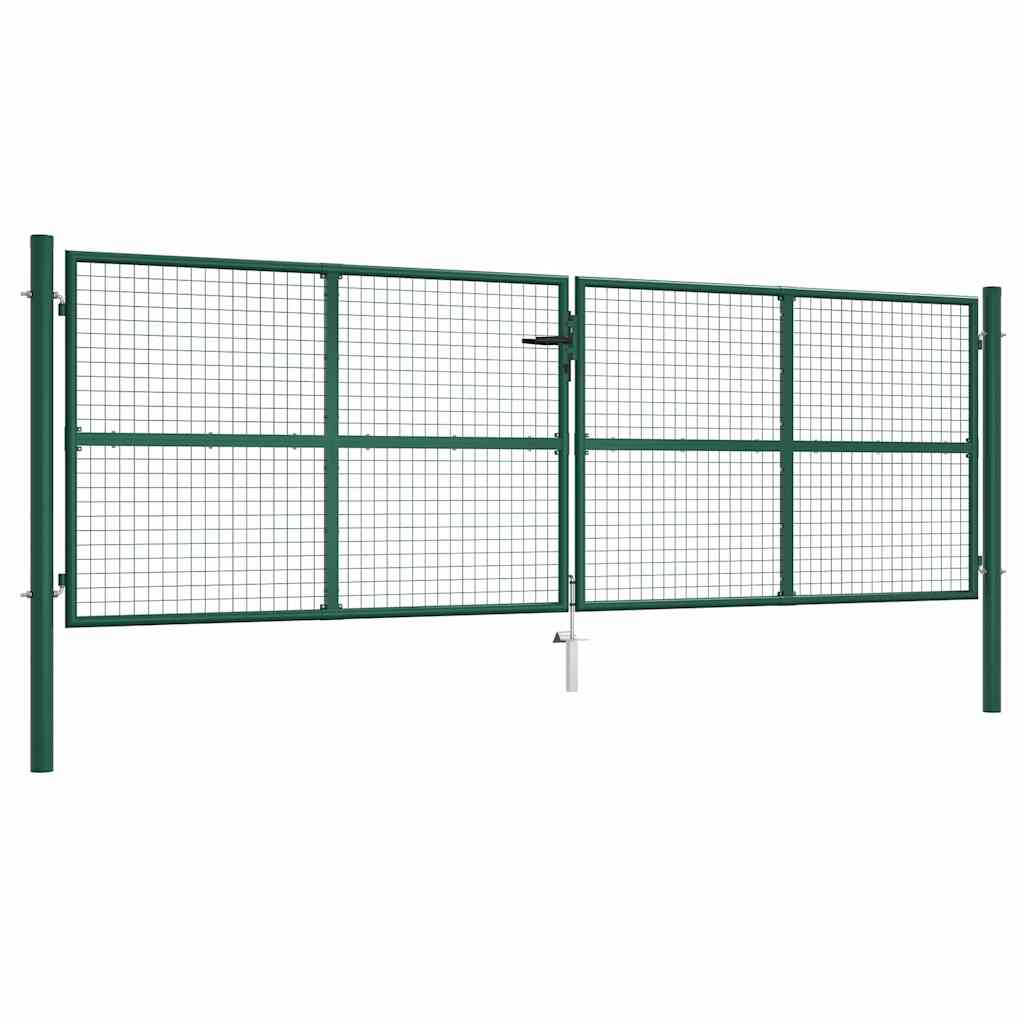 vidaXL Mesh Garden Gate Steel 400x125 cm Green 1