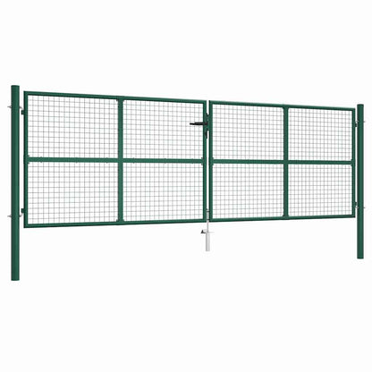 vidaXL Mesh Garden Gate Steel 400x125 cm Green 1