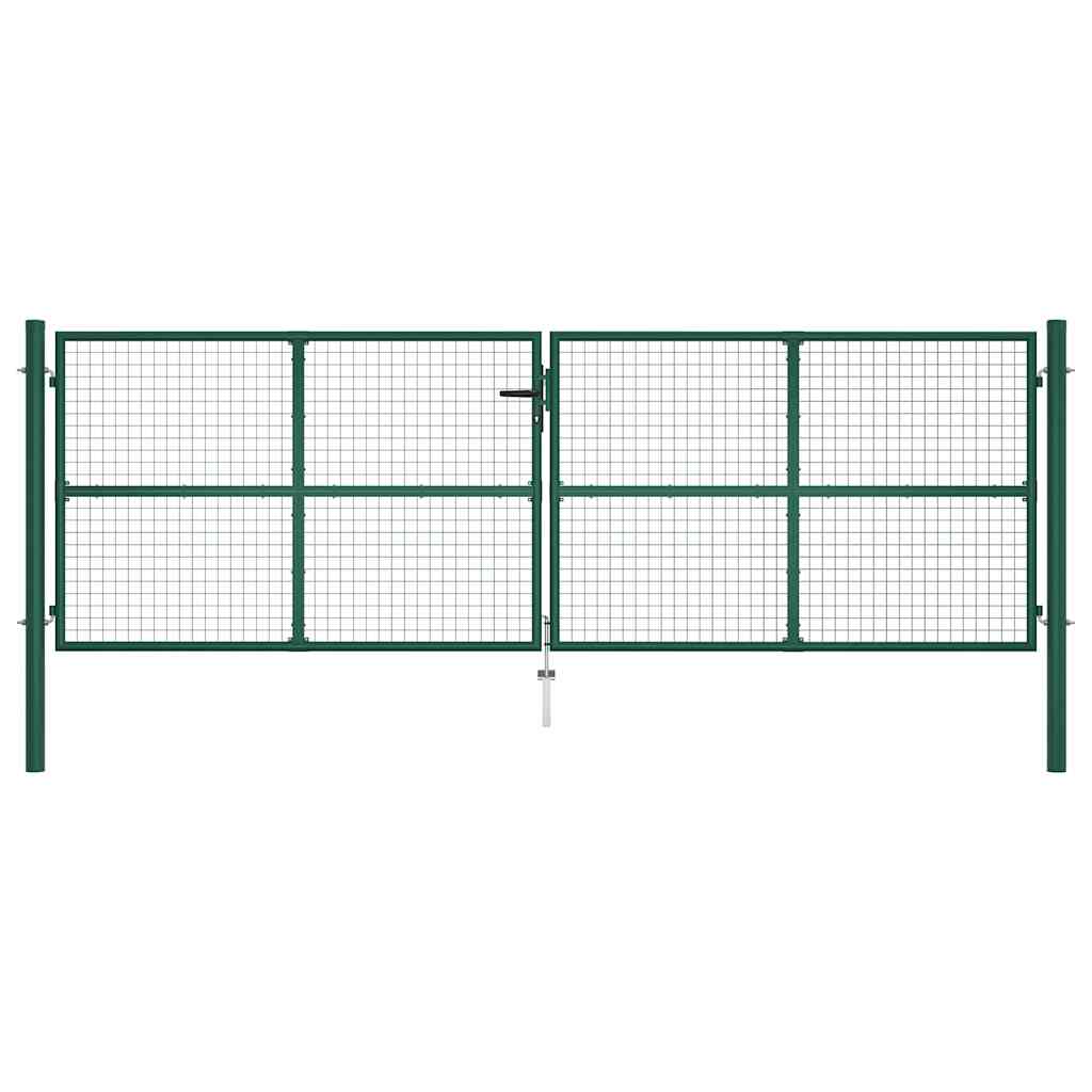 vidaXL Mesh Garden Gate Steel 400x125 cm Green 2