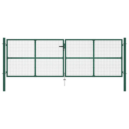 vidaXL Mesh Garden Gate Steel 400x125 cm Green 2