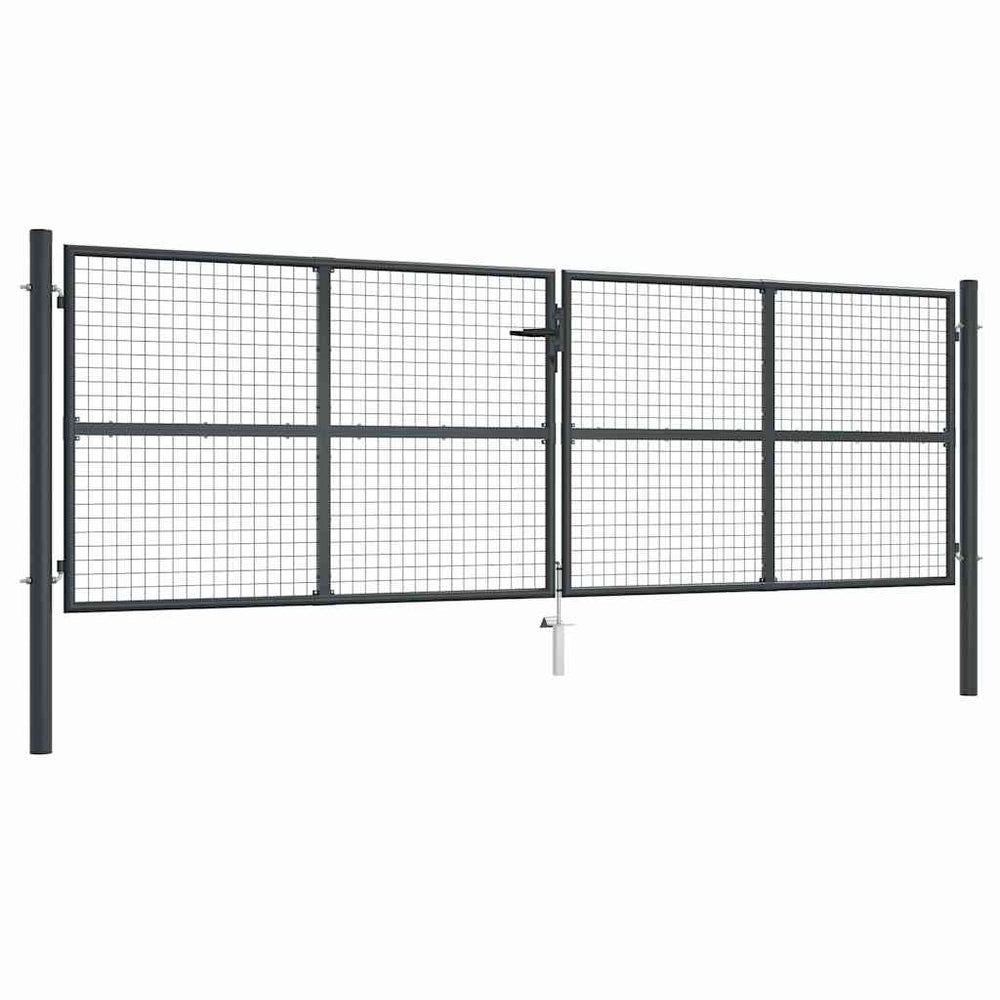 vidaXL Mesh Garden Gate Galvanised Steel 400x125 cm Grey