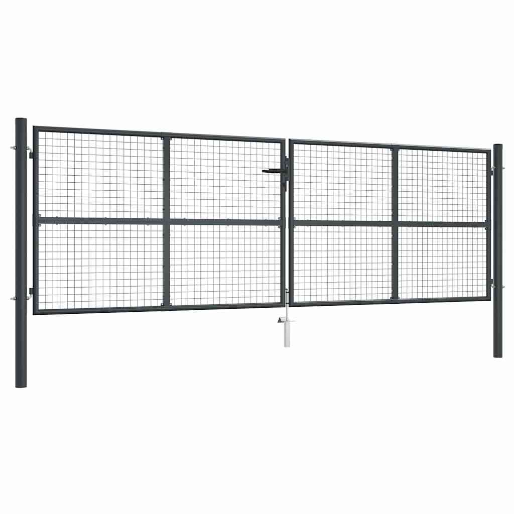 vidaXL Mesh Garden Gate Galvanised Steel 400x125 cm Grey 1