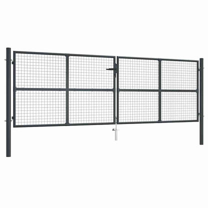 vidaXL Mesh Garden Gate Galvanised Steel 400x125 cm Grey 1