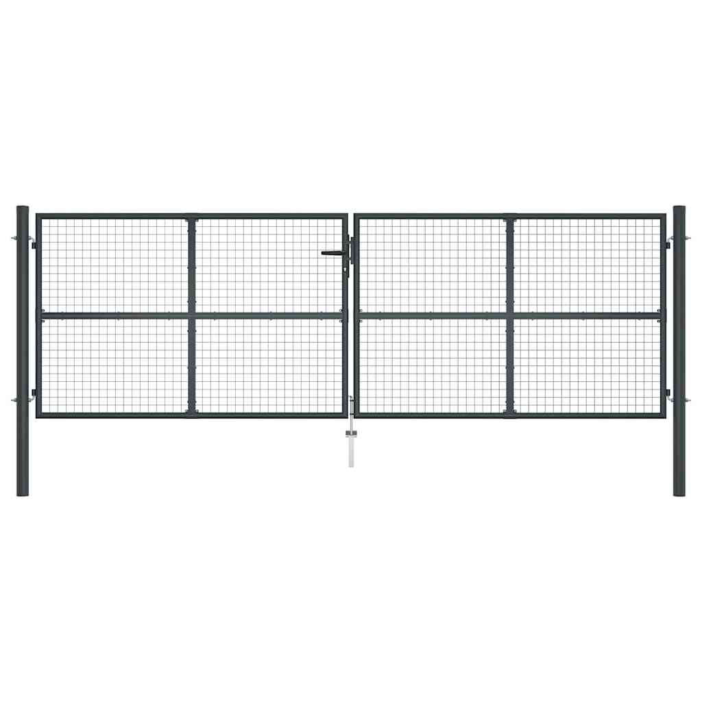 vidaXL Mesh Garden Gate Galvanised Steel 400x125 cm Grey 2