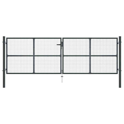 vidaXL Mesh Garden Gate Galvanised Steel 400x125 cm Grey 2