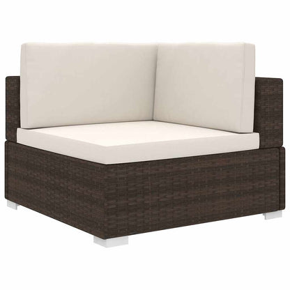 vidaXL Sectional Corner Chair with Cushions Poly Rattan Brown 1