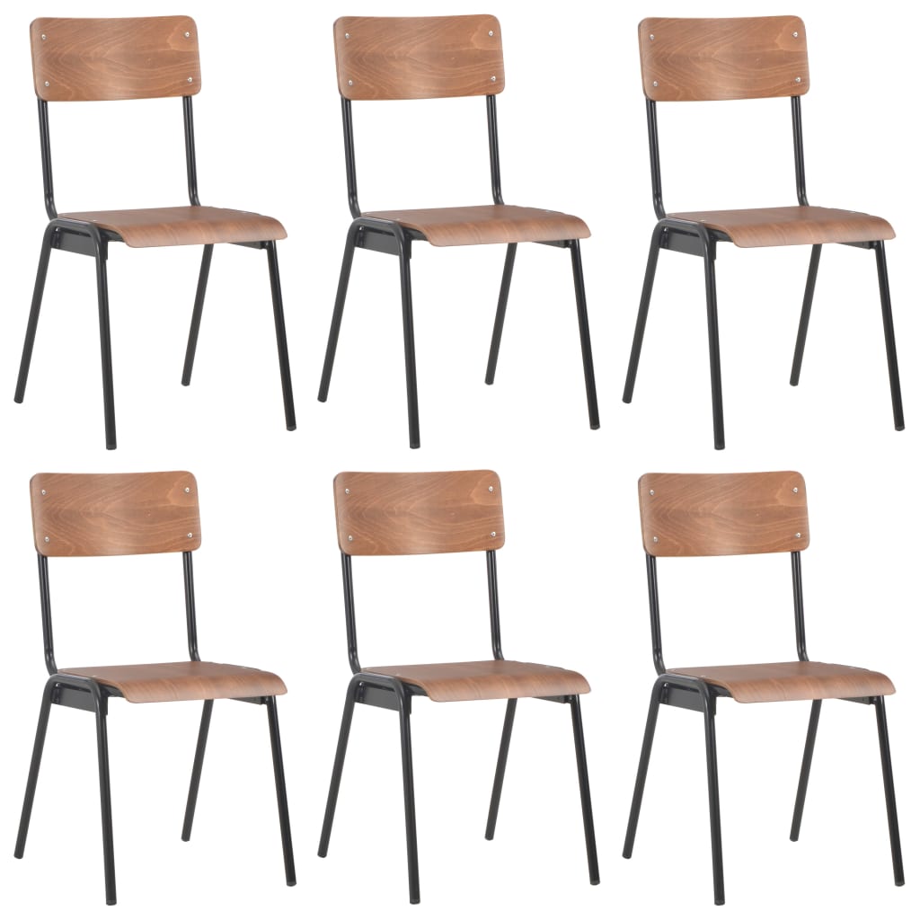 vidaXL Dining Chairs 6 pcs Brown Plywood 1
