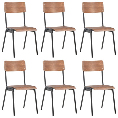 vidaXL Dining Chairs 6 pcs Brown Plywood 1