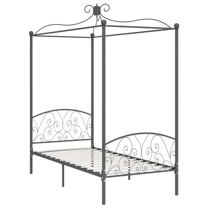 Canopy Bed Frame without Mattress Metal Grey 90 x 200 cm