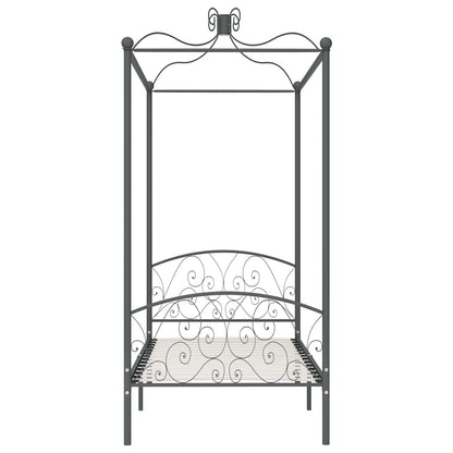 Canopy Bed Frame without Mattress Metal Grey 90 x 200 cm
