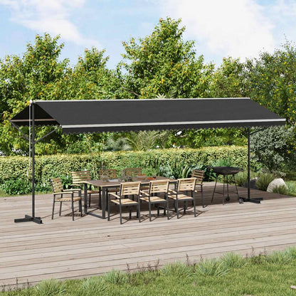 Free Standing Awning Polyester Anthracite 6 x 3 m with anthracite frame