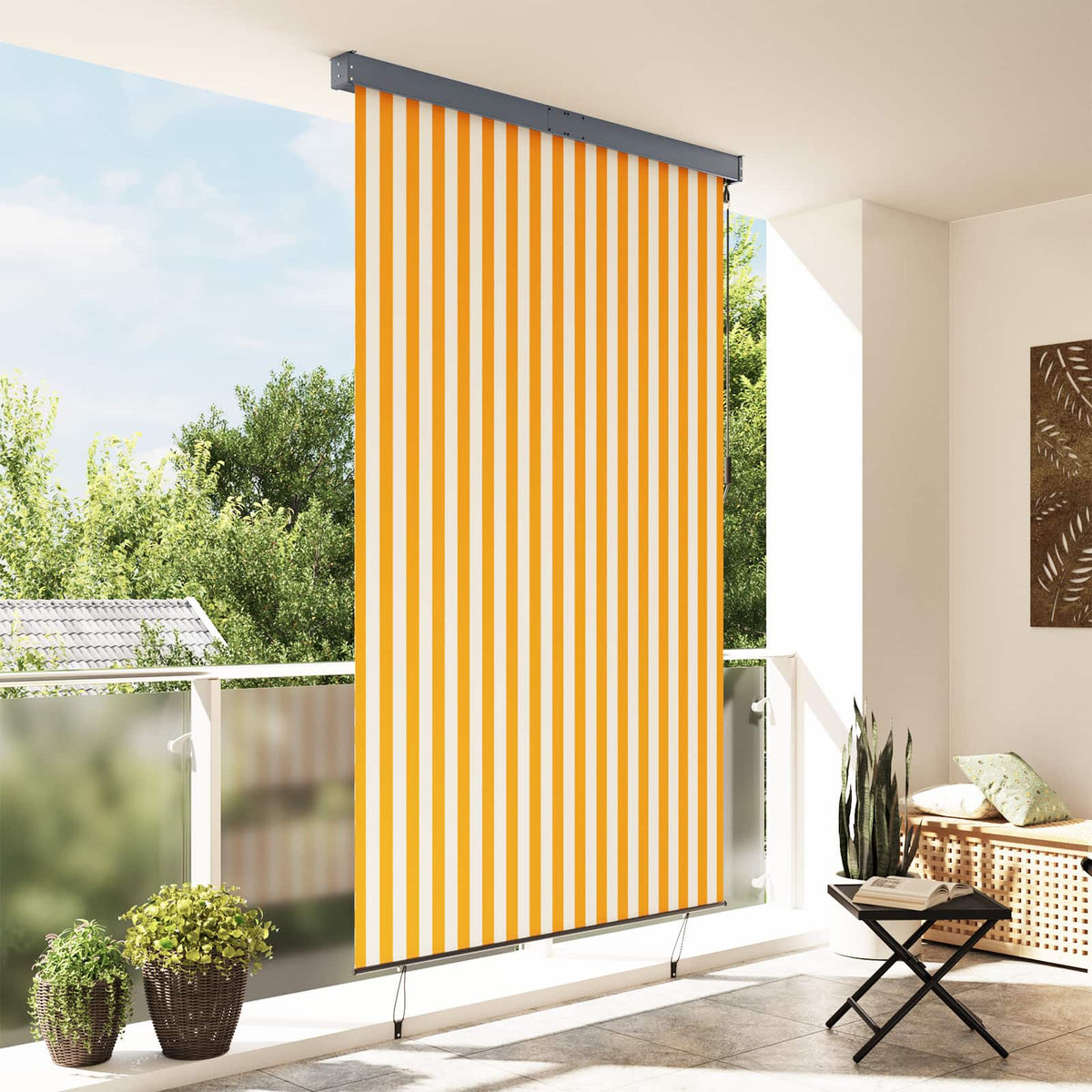 Outdoor Roller Blind 160 x 250 cm Orange and white