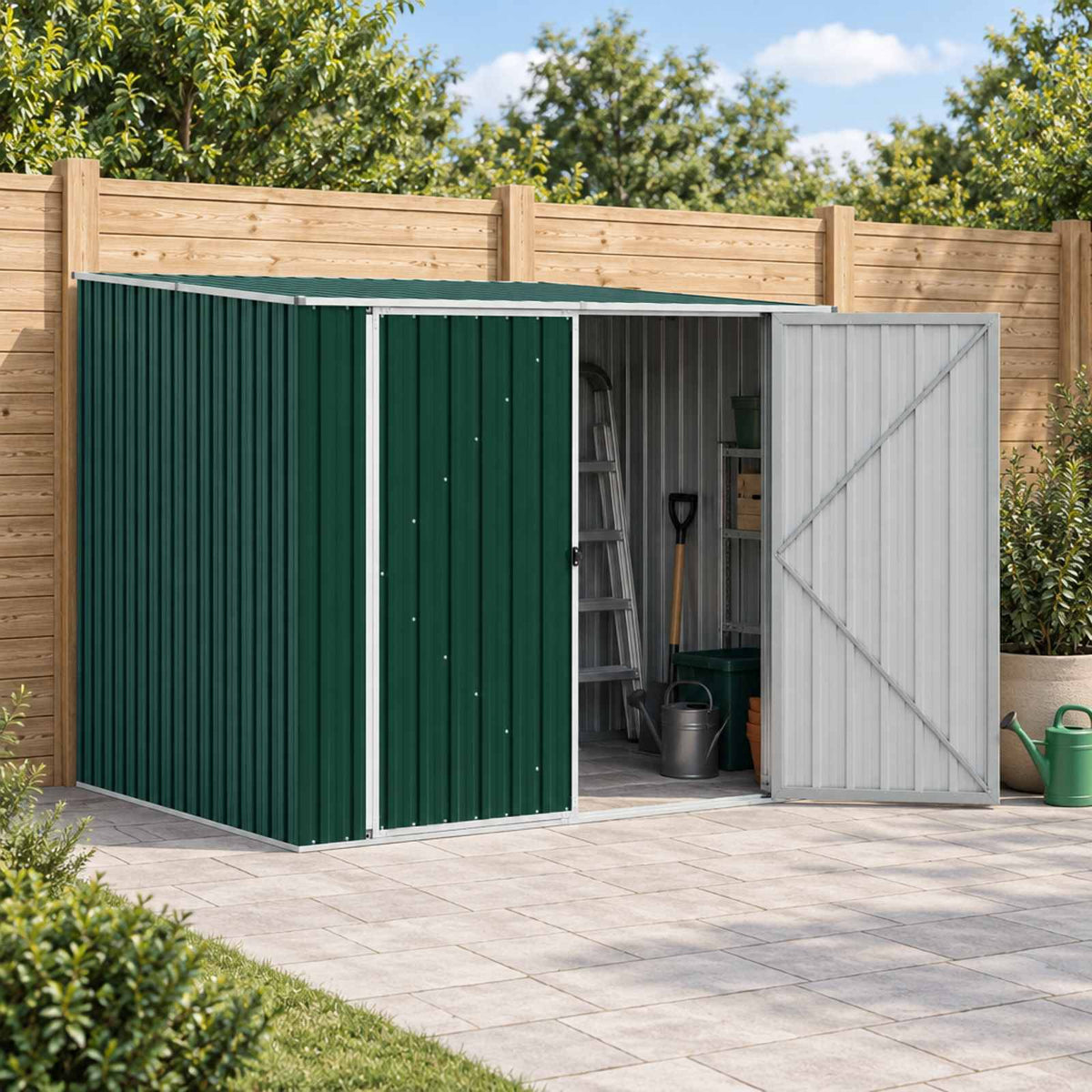 Garden Shed 195x198x159 cm Galvanised Steel Green