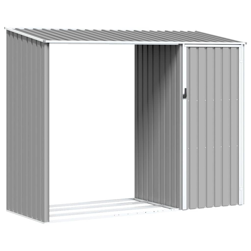 Garden Firewood Shed 245x98x159 cm Galvanised Steel Grey