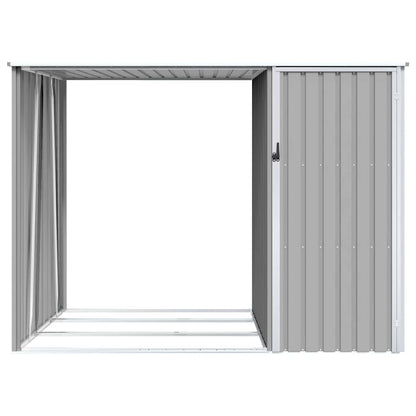 Garden Firewood Shed 245x98x159 cm Galvanised Steel Grey