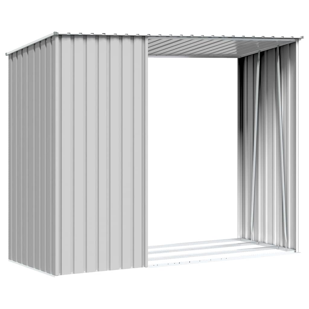 Garden Firewood Shed 245x98x159 cm Galvanised Steel Grey