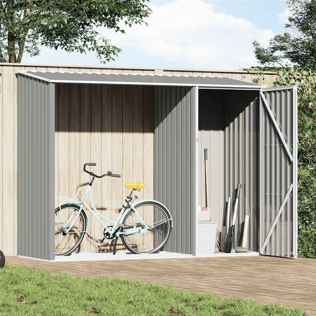 Garden Firewood Shed 245x98x159 cm Galvanised Steel Grey