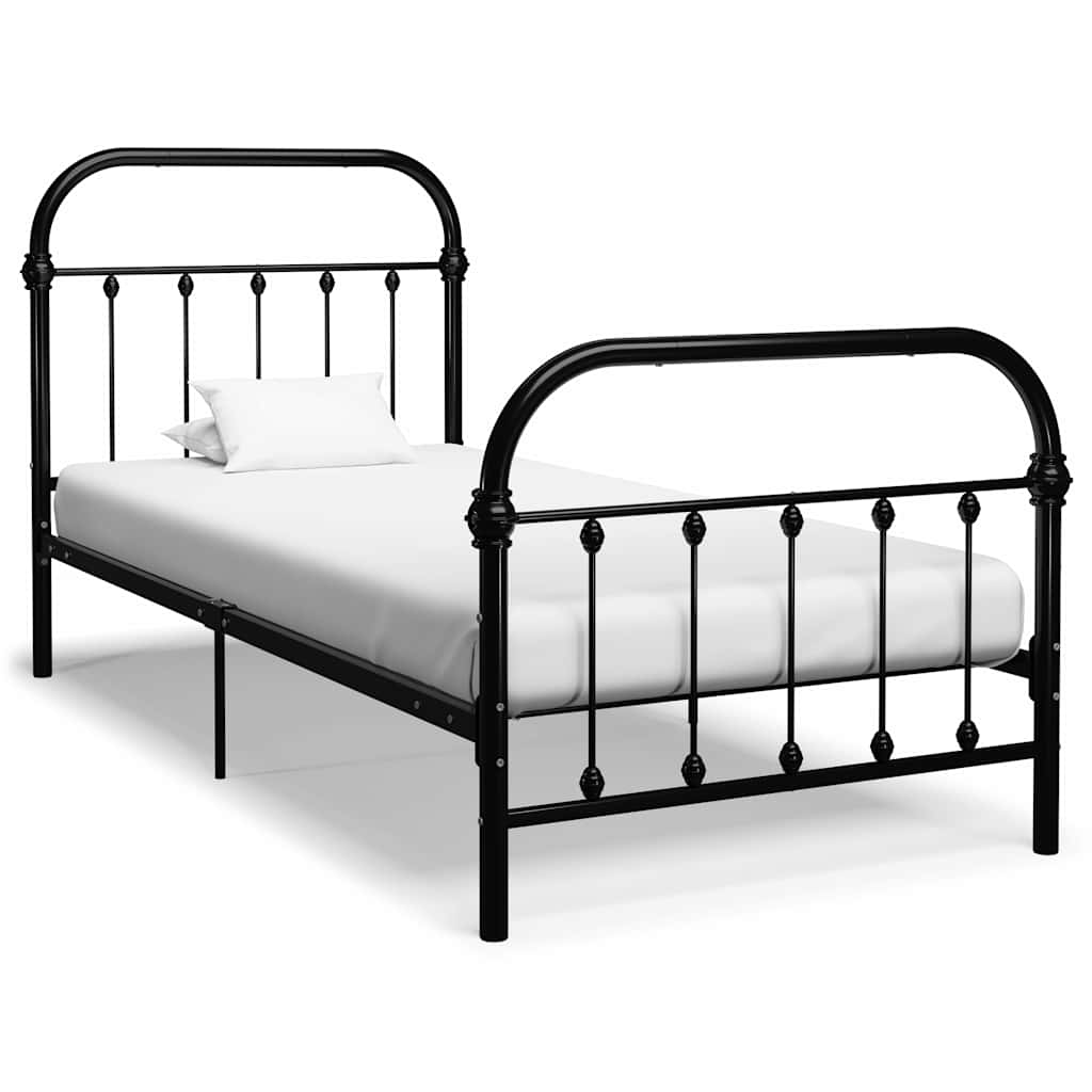 Bed Frame without Mattress Metal Black 90 x 200 cm