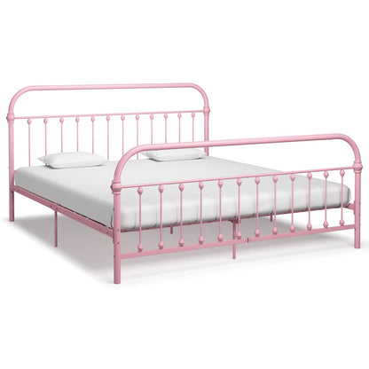 Bed Frame without Mattress Metal Pink 180 x 200 cm