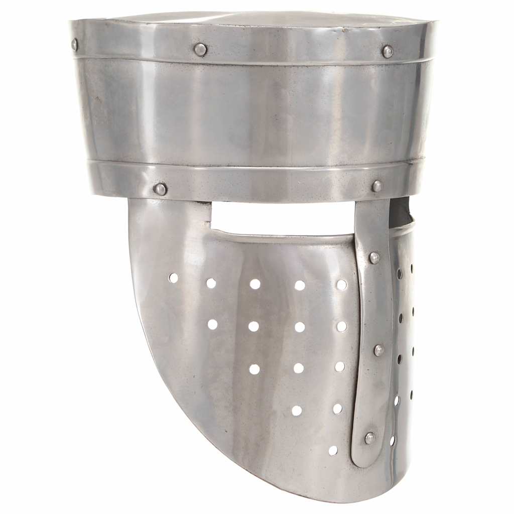 Medieval Knight Helmet Antique Replica LARP Silver Steel Model 2