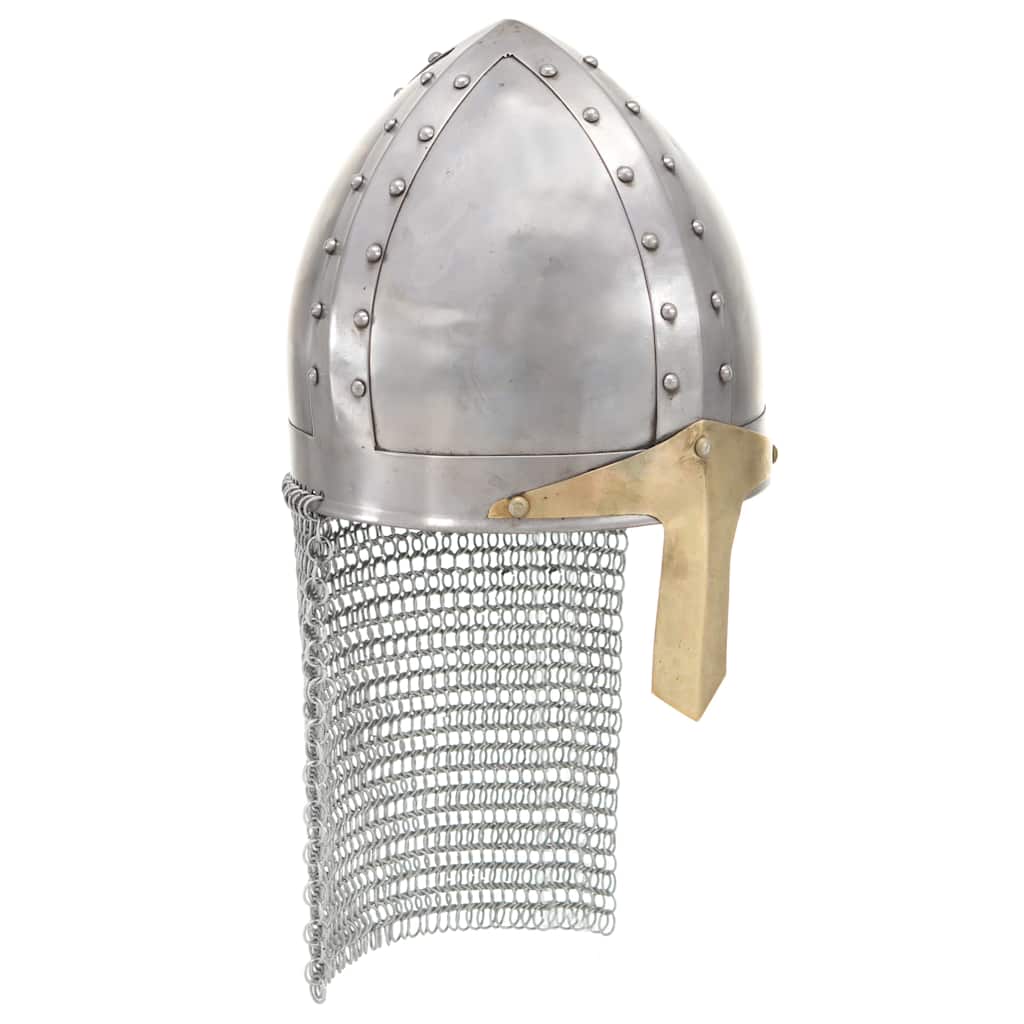 Medieval Knight Helmet Antique Replica LARP Silver Steel Model 3