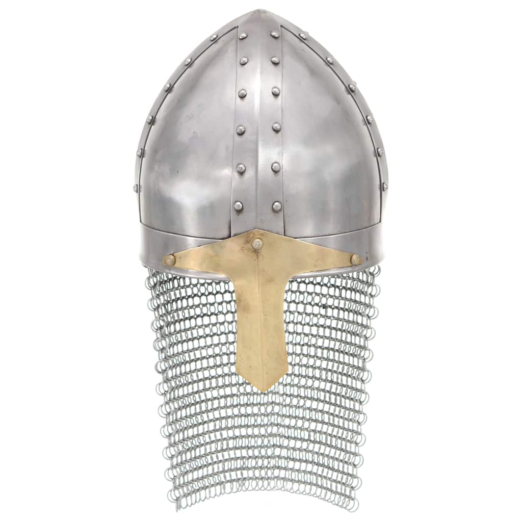 Medieval Knight Helmet Antique Replica LARP Silver Steel Model 3