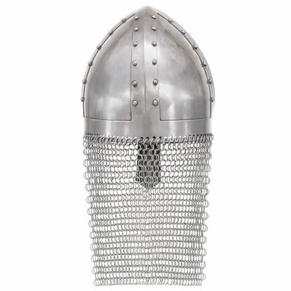 Medieval Knight Helmet Antique Replica LARP Silver Steel Model 3