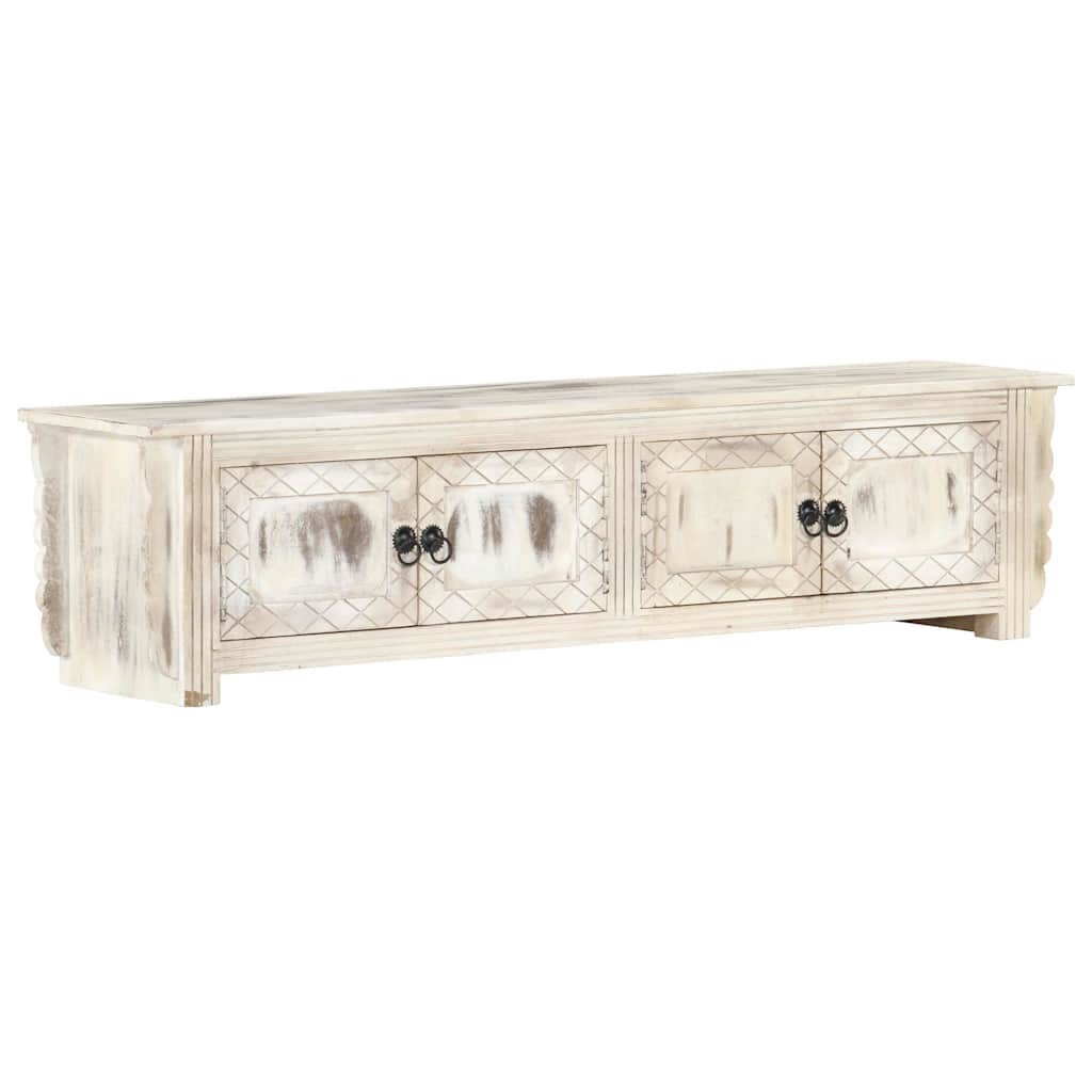 vidaXL TV Cabinet White 140x30x35 cm Solid Mango Wood 1