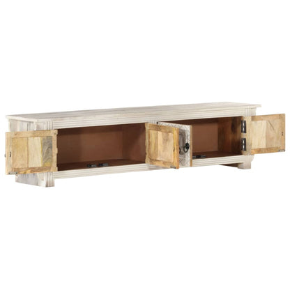 vidaXL TV Cabinet White 140x30x35 cm Solid Mango Wood 2