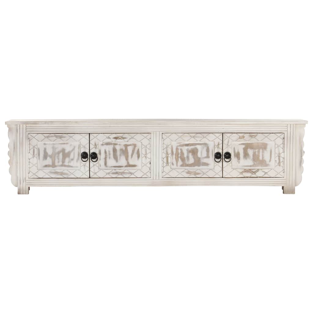 vidaXL TV Cabinet White 140x30x35 cm Solid Mango Wood 3