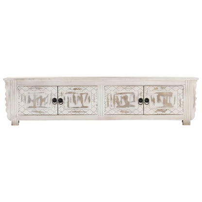 vidaXL TV Cabinet White 140x30x35 cm Solid Mango Wood 3