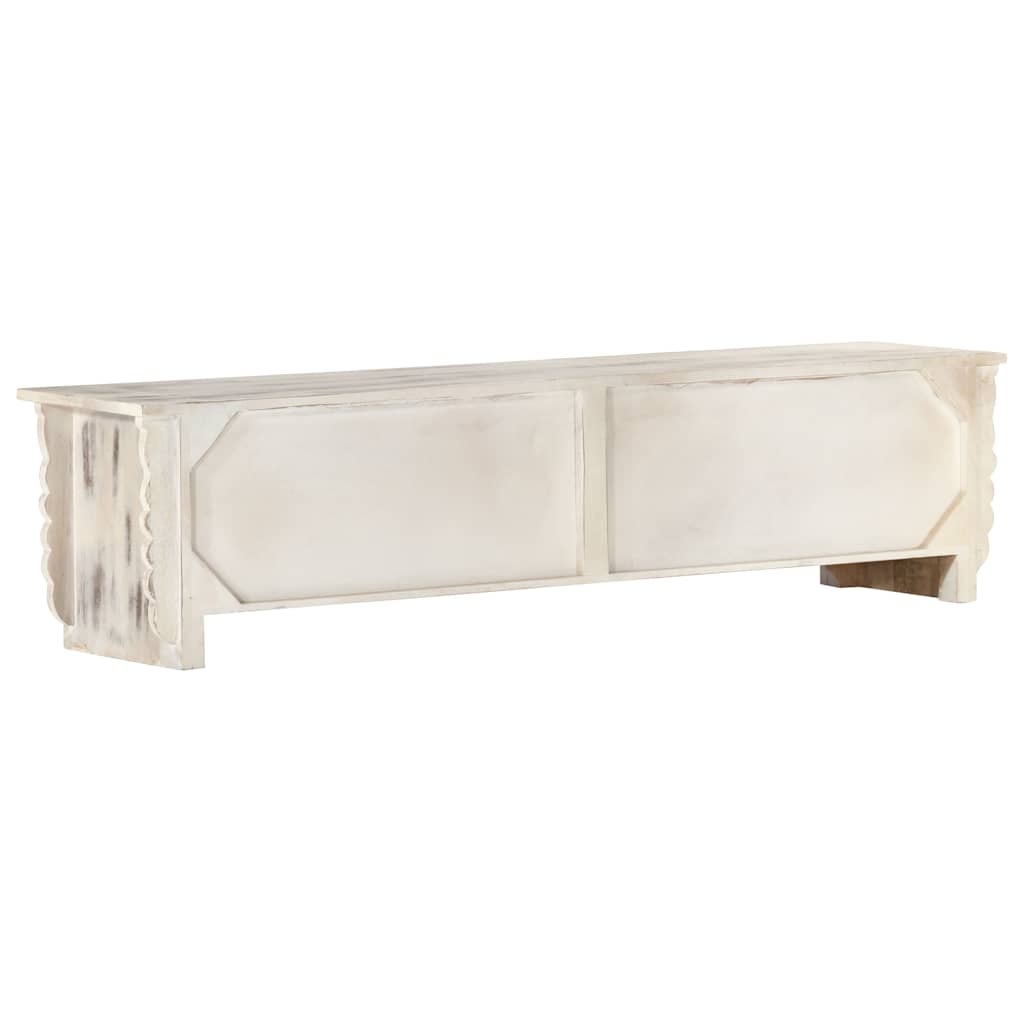 vidaXL TV Cabinet White 140x30x35 cm Solid Mango Wood 4