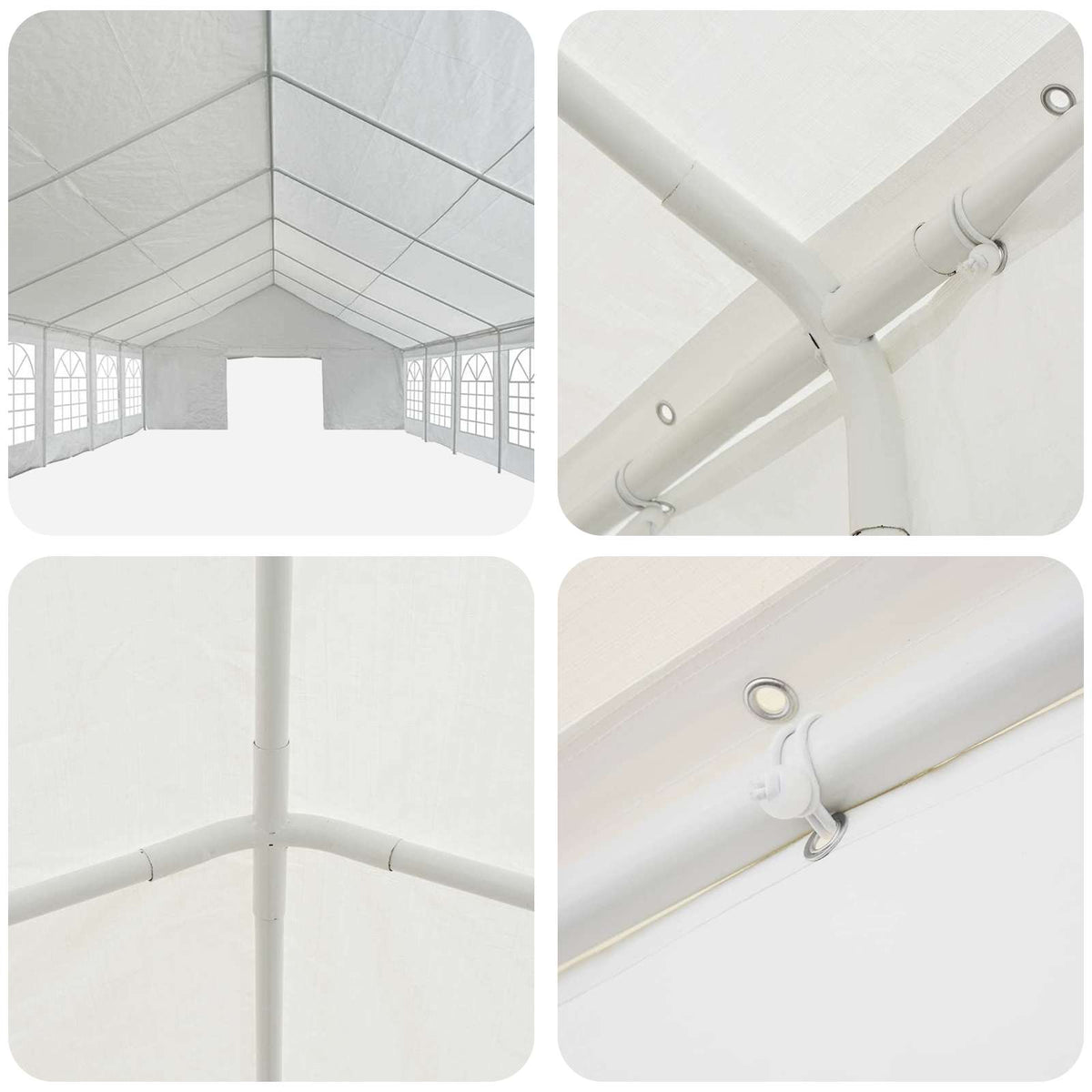 vidaXL Party Tent White 1600 x 600 x 370 cm Polyethylene and Metal 4
