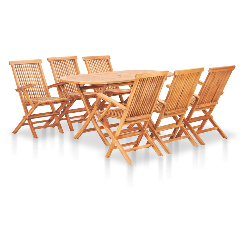 vidaXL 7 Piece Folding Outdoor Dining Set Solid Teak Wood 1